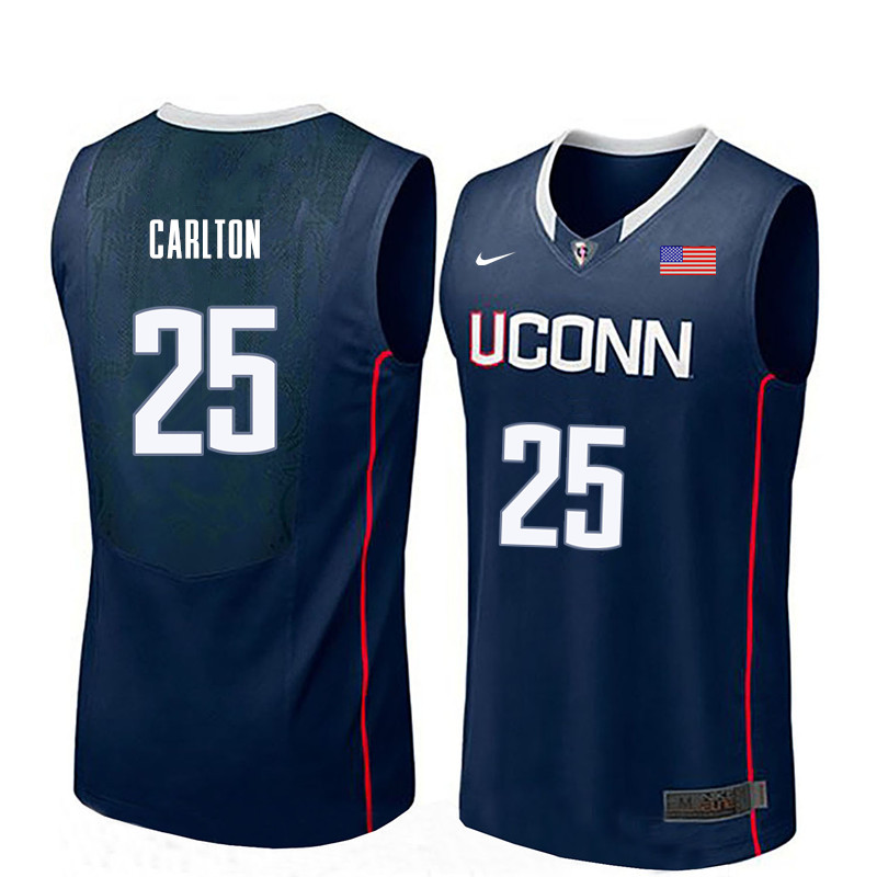 Men Uconn Huskies #25 Josh Carlton College Basketball Jerseys-Navy - Click Image to Close